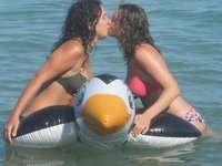 Two girls showing off