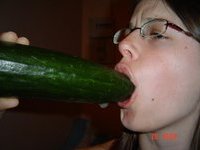 Playing with a cucumber
