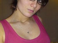 Horny nerdy looking babe