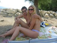 My GF topless at beach