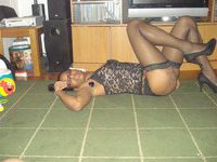 Cute ebony posing nude and sucking dick