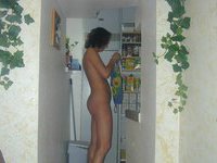 Sexy amateur wife at kitchen