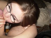 Nerdy amateur teen paying with huge dick