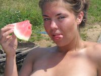 Sexy amateur wife posing nude outdoors