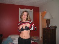 Blonde amateur wife showing her tits