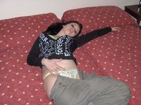 Amateur slut showing her tits and gives blowjob