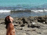 My sexy redhead wife nude at beach