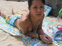 Asian amateur wife posing nude outdoors