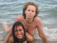 Two amateur girls at beach