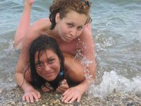 Two amateur girls at beach