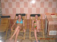 Two young couples at sauna