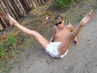 Russian GF posing nude outdoors