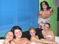 Five amateur girls at sauna
