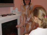 Five amateur girls at sauna