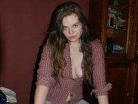 Teenage GF showing her tits