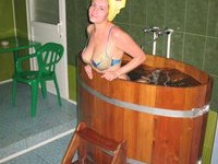 Amateur girl at sauna