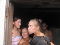 Nude girls at sauna