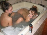 Two amateur girls in bathroom