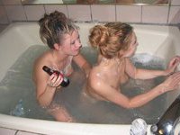 Two amateur girls in bathroom