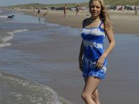 Sexy amateur blonde at beach