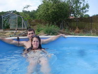 Amateur couple in the pool