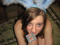 Hot GF in bunny costume posing