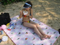 Asian amateur girl at beach