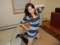 Cute amateur wife posing at home