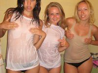 Three GFs in wet T-Shirt in shower