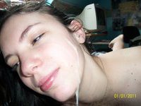 Cumload on teenage face