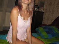 Russian amateur blonde GF nude on bed