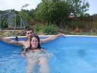 Real amateur couple in the pool