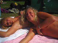 Two amateur girls sunbathing topless