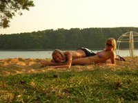 Cute amateur wife sunbathing topless