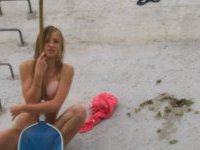 Teen GF posing nude at water