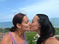 Real lesbian couple at vacation