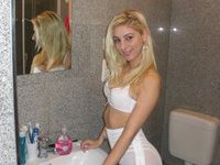 Blonde amateur wife posing at home