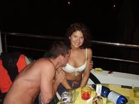 Curly amateur wife at vacation