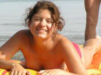 Curly amateur wife at vacation