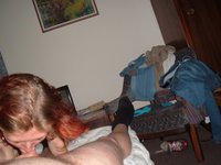 Blowjob from redhead amateur wife