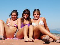 Three amateur GFs sunbating topless
