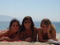 Three amateur GFs sunbating topless