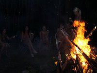 naked girls near fire