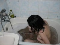 Brunette amateur wife at shower