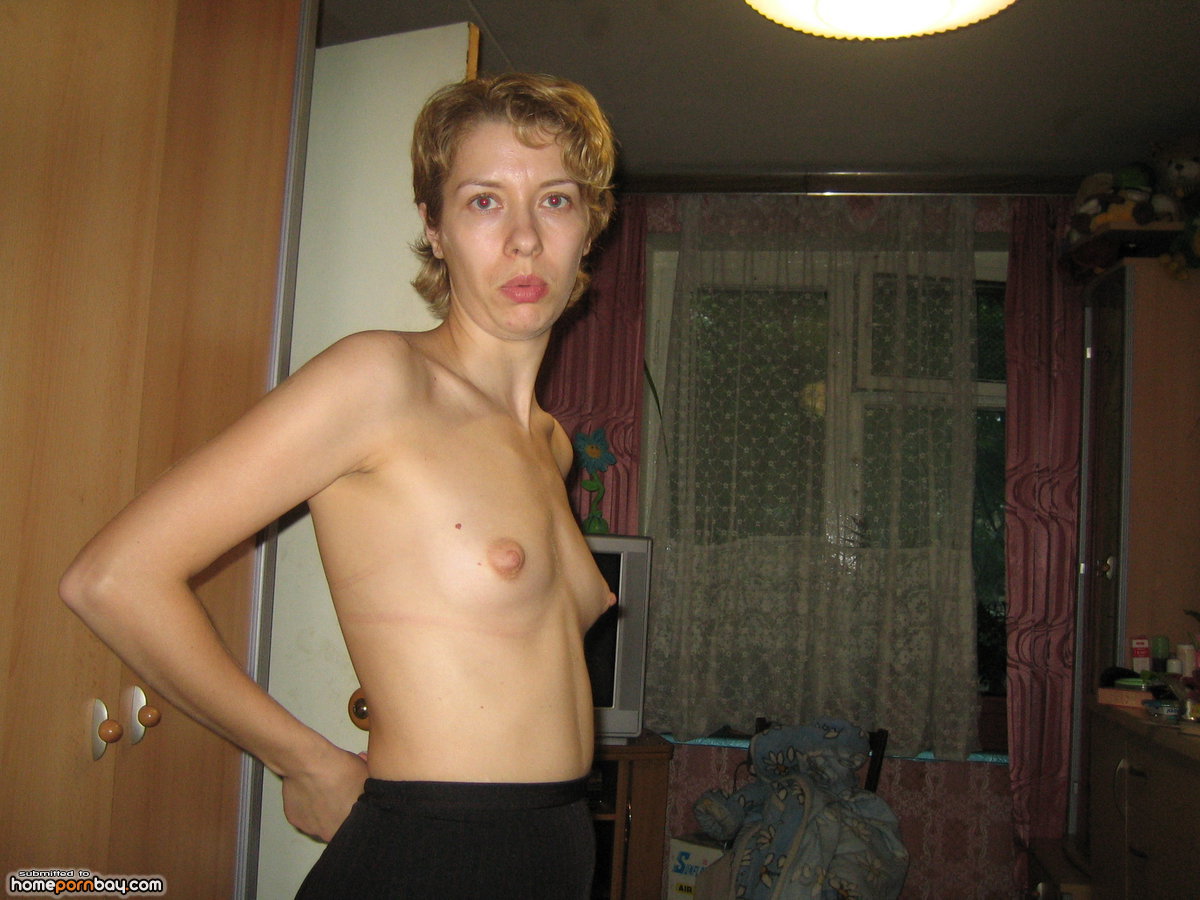 Russian amateur blonde wife with small tits