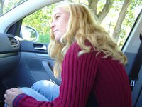 blonde slut in the car