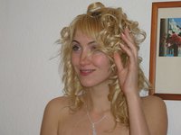 Curly amateur blonde wife