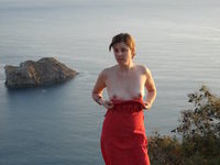 Deborah posing at seaside