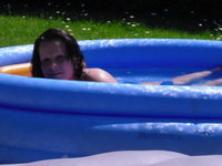 Teenage girls near pool