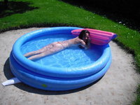 Teenage girls near pool